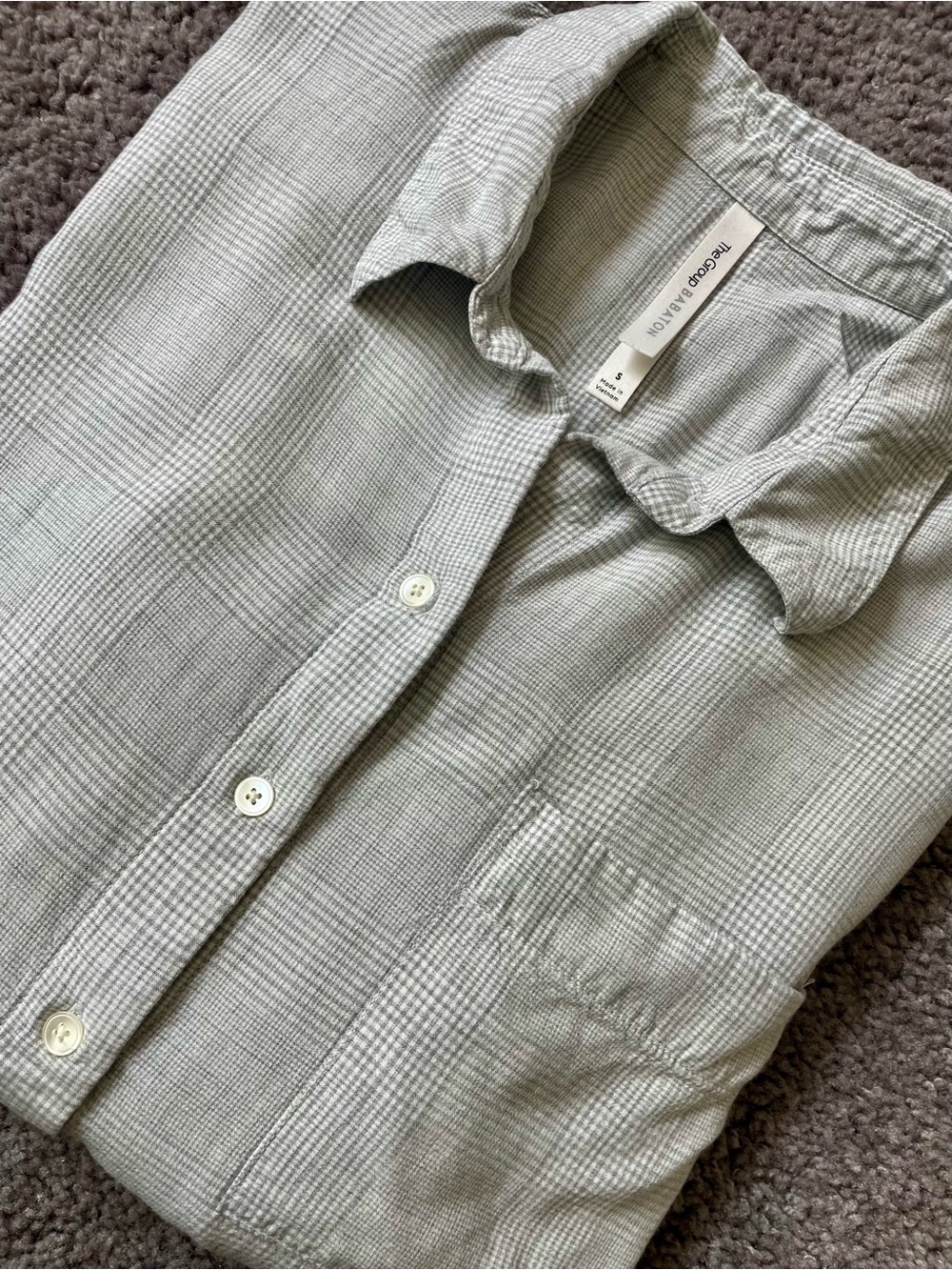 The Group Babaton Light Gray Plaid Long-Sleeve Button-Down Shirt. Size S.